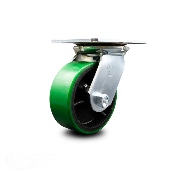 5 Inch Heavy Duty Green Poly on Cast Iron Swivel Caster with Ball Bearing SCC